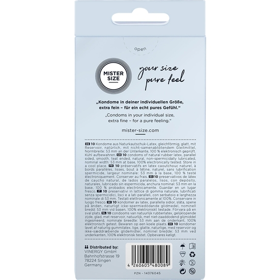 Mister size 53mm - pack de 10 preservativos