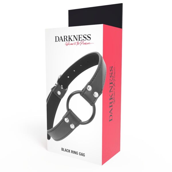 Darkness Gag with Ring met ring en leren riemen