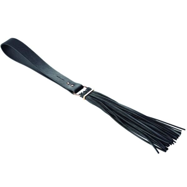 Maze Tassel Flogger van Bijoux Indiscrets, zweep met riempjes in zwart