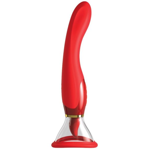 Pipedream Ultimate Pleasure 24K Gold Edition in rood met gouden detail en zuigkop met beweegbare tong