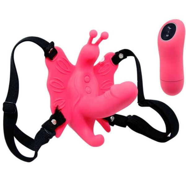 Vlinderharnas vibrator Baile Ultra Passionate, met vibrerende vlinder en minidildo
