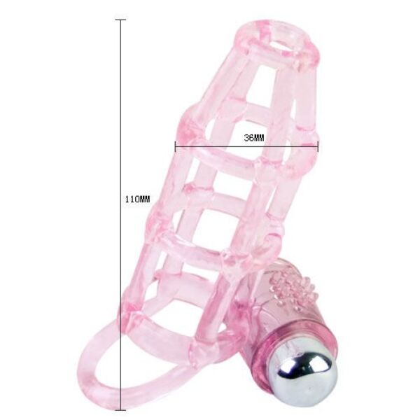Vibrerende penis sleeve Baile BI-014076 met ringen en de vibrator voor de clitoris