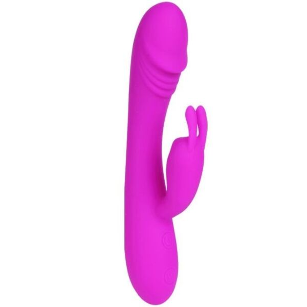 Rabbitvibrator Pretty Love Hunter van siliconen, met gebogen schacht en konijnenoortjes