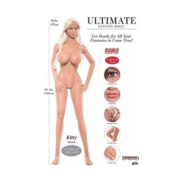 Sekspop Pipedream Extreme Toyz Kitty van 168 cm met beweegbaar skelet