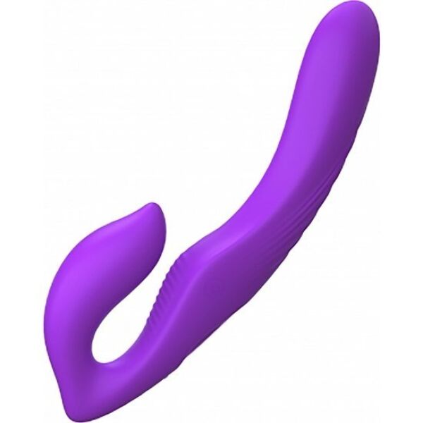 Paarse dubbele vibrator Pipedream Her Ultimate Strapless Strap-On met conische bol en draadloze afstandsbediening