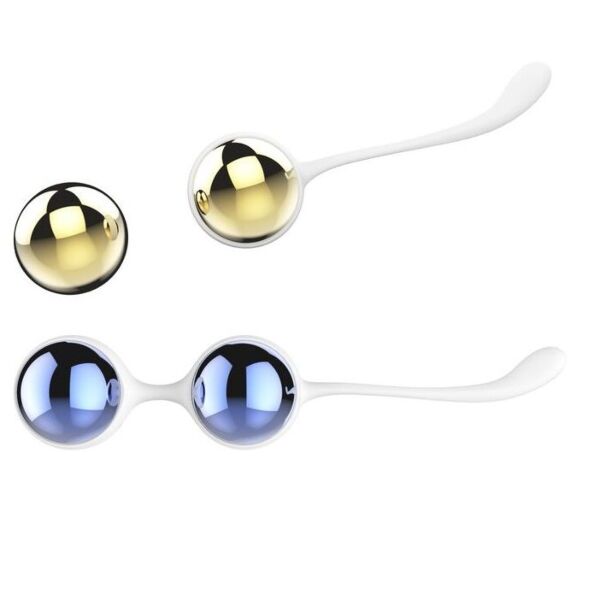 Vaginale balletjes Nalone Yani, goud en blauw, met connector