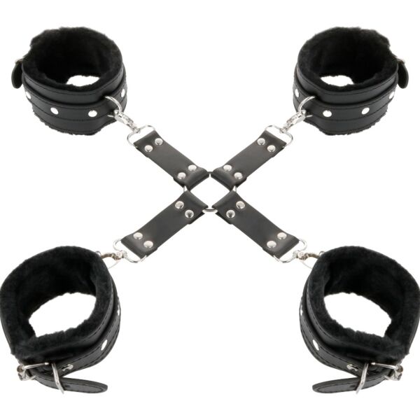 Darkness Bondage handboeien van riem, met stiksels en D-ringen