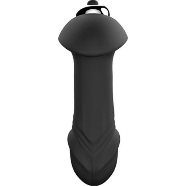 Buttplug S Pleasures Butt Plug Twist in zwart, met zilverkleurige bullet vibrator