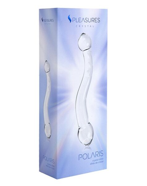 Dildo met dubbele punt S Pleasures Crystal POLARIS, transparant en S-vormig