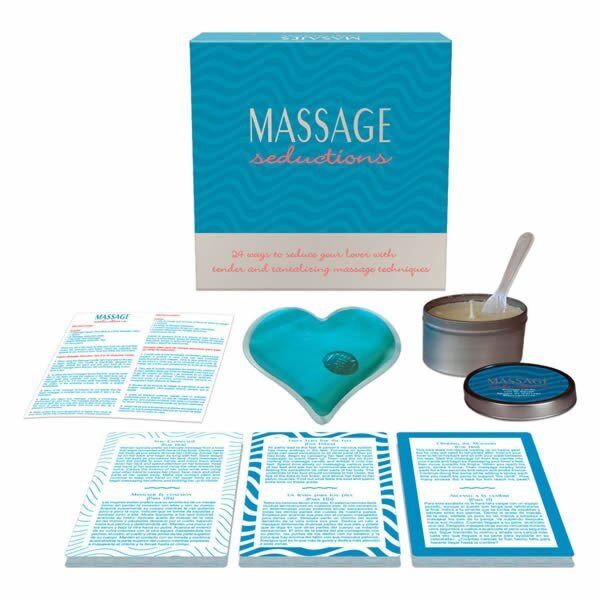 Massageset Kheper Games Massage Seductions met kaarten, kaars, lepel en gelhart