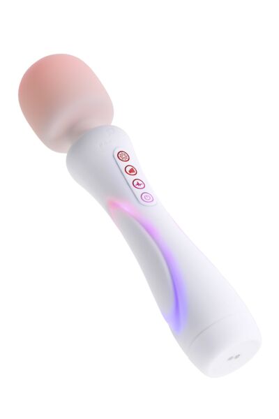 Wandvibrator Paradise Pleasure The Wand, wit, met RGB-verlichting