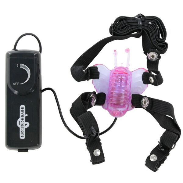 Seven Creations Butterfly clitorisvibrator in de vorm van een vlinder, met bandjes en bedrade bediening