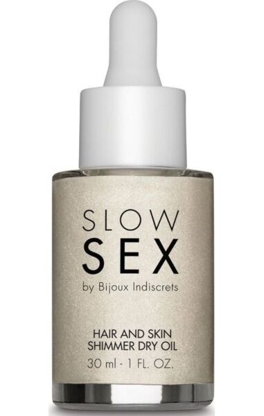 Flesje met pipet van de droge olie Dry-touch Shimmer Oil van Bijoux Indiscrets