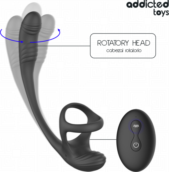 Prostaatmassager Addicted Toys 360º met prostaatei, cockring en afstandsbediening