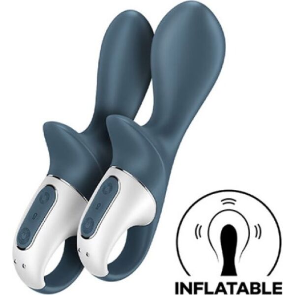 Anale vibrator Satisfyer Air Pump Booty 2 in antraciet, met brede basis en ring om vast te houden