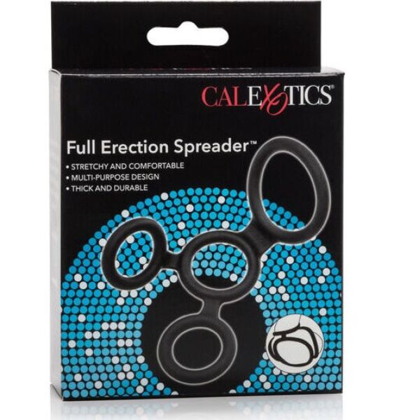 Cockring CalExotics Full Erection Spreader van zwarte siliconen met vier ringen