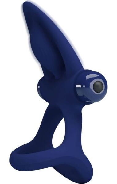 Blauwe vibrerende cockring Pretty Love BI-210306-3 met stimulator met borstelhaartjes