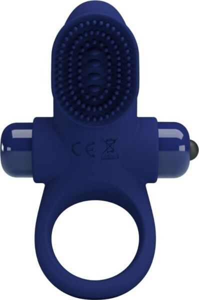 Vibrerende cockring Pretty Love BI-210205-3 van blauw siliconen met bullet vibrator