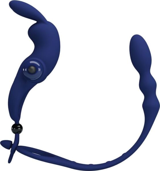Vibrerende cockring met buttplug Pretty Love BI-210213-3 in het blauw