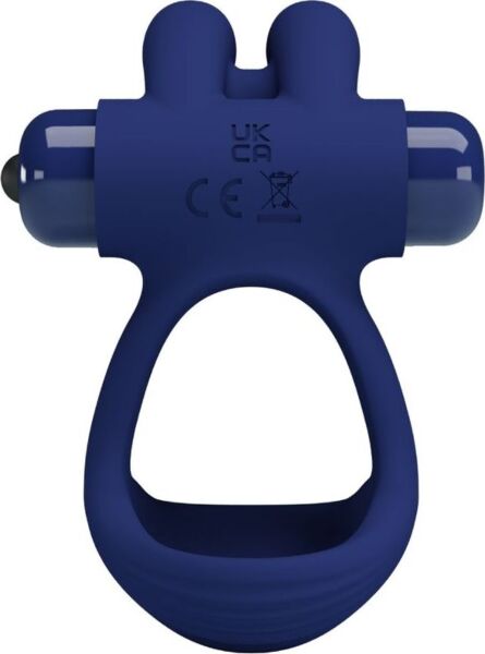 Dubbele vibrerende cockring Pretty Love BI-210320 van blauwe siliconen