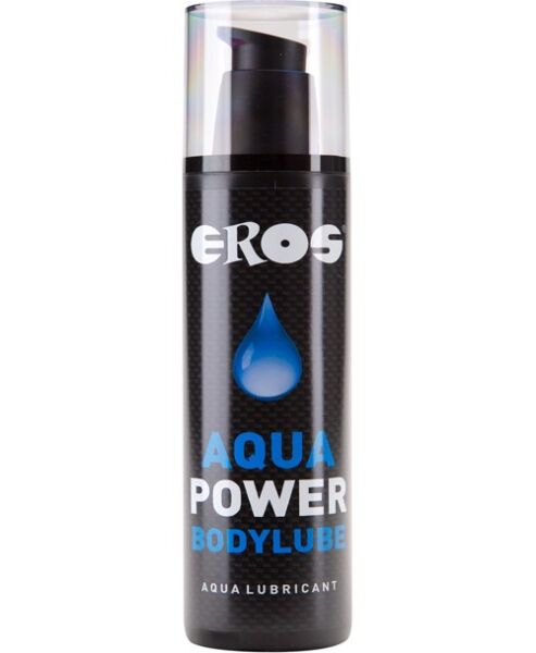 Fles met pompje van het glijmiddel op waterbasis Eros Aqua Power van 250 ml