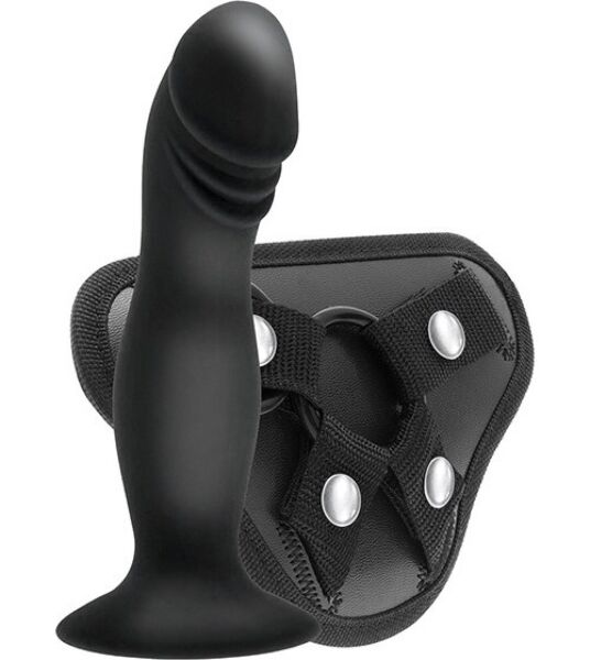 Strap-on met dildo S Pleasures Strappy Harness Set, met banden en de dildo met zuignap