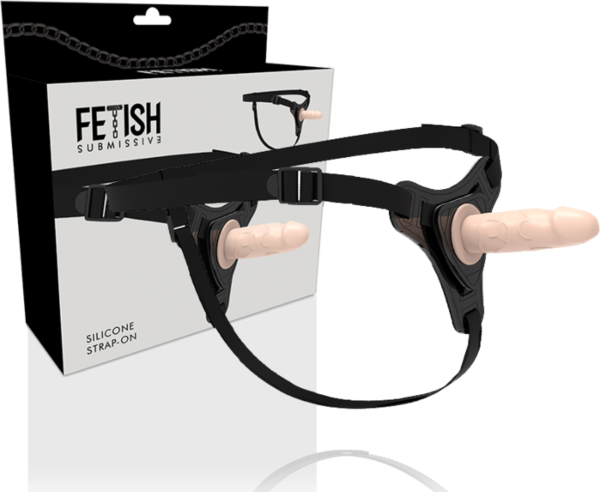 Fetish Submissive strap-on met elastische band en siliconen deel met conische punt