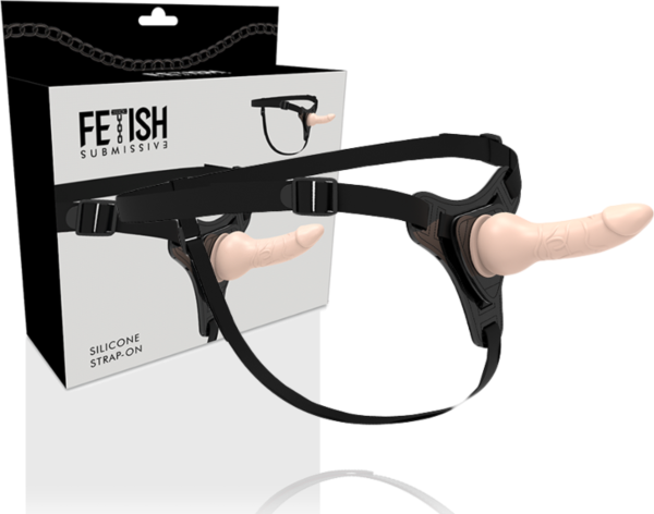 Fetish Submissive strap-on met elastische band en siliconen deel met conische punt
