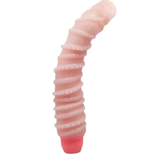 Realistische vibrator BAILE Flexi Vibe Spiral in huidskleur, met aderen en afgeronde eikel