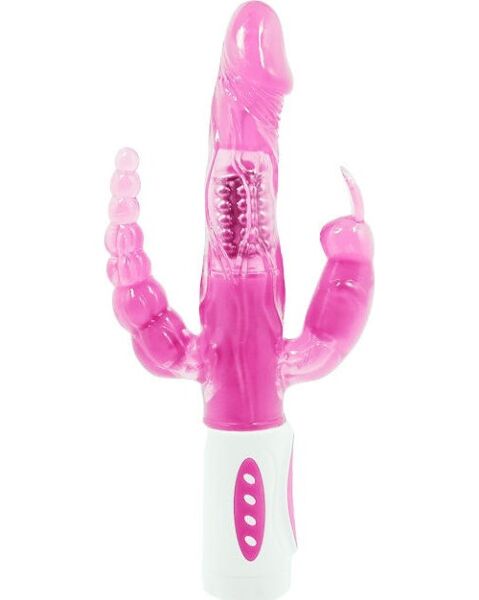 Baile Pretty Bunny vibrator met roterende stimulator en stimulators voor de clitoris en anale zone