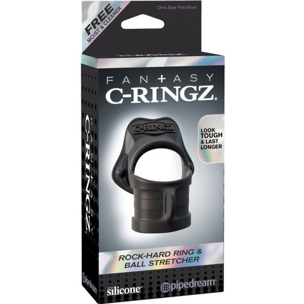 Cockring met ballentrekker Fantasy C-Ring Rock Hard van Pipedream, van siliconen