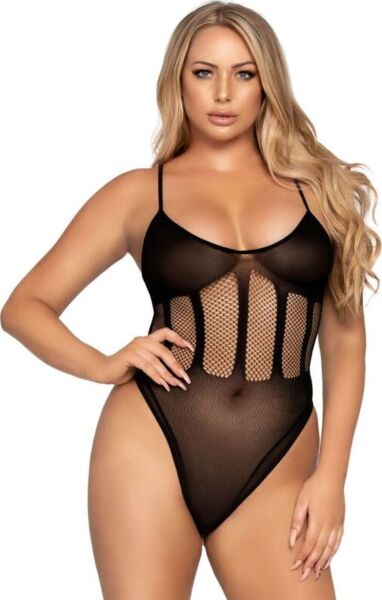 Leg Avenue Flawless Bodysuit & Skirt in zwart: ondoorzichtige bodysuit met net in de taille en tuberok van net