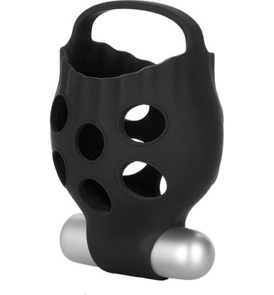 Zwarte scrotumsteun Calexotics Dr. Joel met bullet vibrator