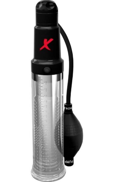 Penispomp en masturbator PDX Elite Suck N Pump Stroker van Pipedream, met transparante buis