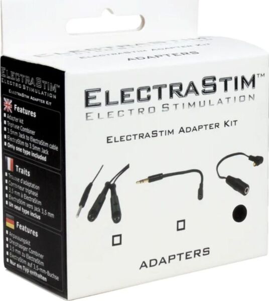 ElectraStim Triphase Combiner e-stim kabel met zwarte aansluiting en twee rode aansluitingen