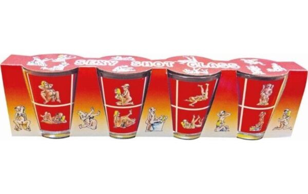 Set van vier Diablo Picante Kamasutra shotglazen in penisvorm