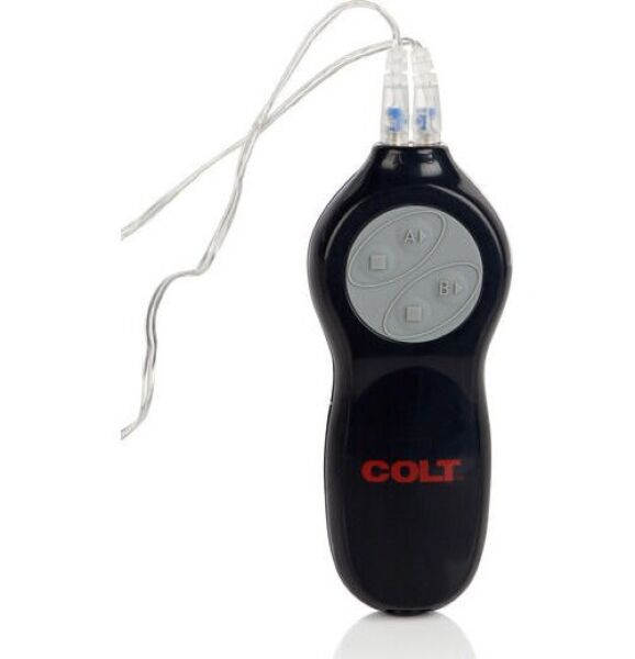 COLT Twin Turbo Bullets van CalExotics met twee zilverkleurige bullets en een bedieningsunit met kabel
