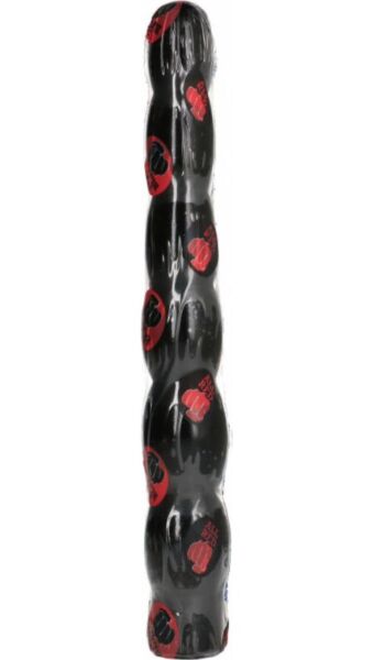 Anaaldildo All Black AB16 Stem, zwart en golvend