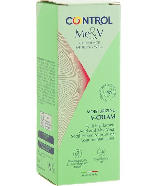 Intieme hydraterende crème Control V-Cream, verpakking van 50 ml met pompje