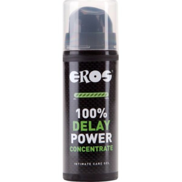 Flacon met pompje van de vertragende gel Eros Delay 100% Power Concentrate, 30 ml