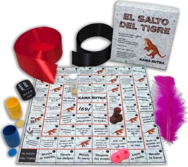 Erotisch bordspel Diablo Picante Salto del Tigre met speelbord, dobbelstenen en accessoires