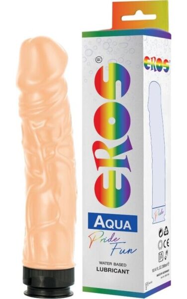 Stijve realistische dildo Eros Aquaglide met 300 ml glijmiddel op waterbasis erin