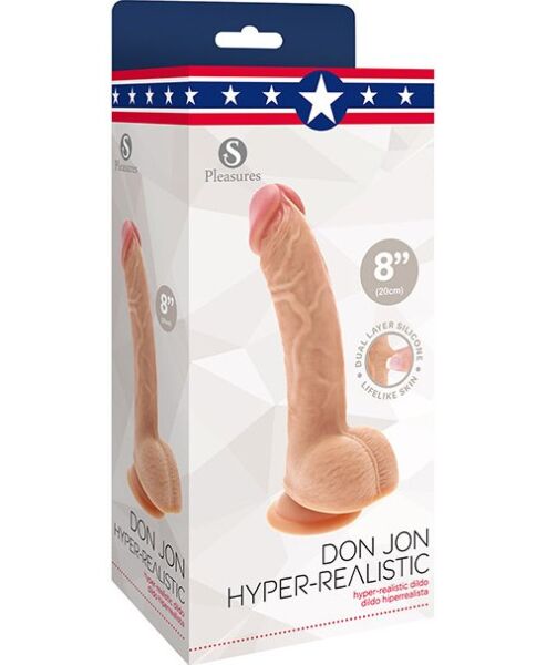 Realistische dildo S Pleasures Don Jon 20 cm, vanillekleurig met roze eikel