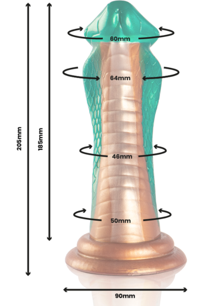 Siliconen dildo Epic Python Cobra Green met eikel, verdikking eronder en basis