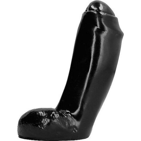 Realistische dildo All Black AB46 Big Bird, zwart, met rechte schacht en testikels