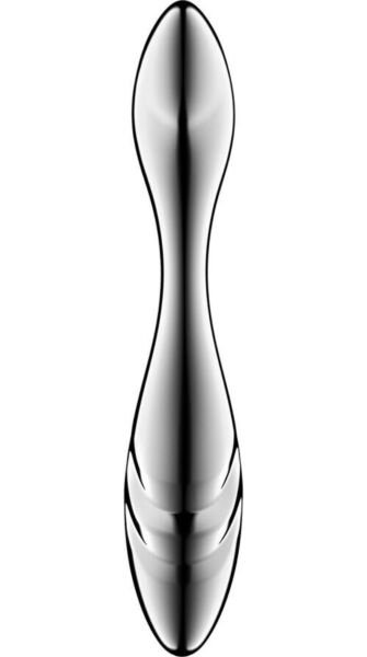 Roestvrijstalen dildo Satisfyer Pure Gravity 3, zilverkleurig en met twee uiteinden