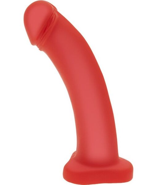 Semirealistische dildo S Pleasures Semirealist in het rood, met gebogen schacht en duidelijk afgetekende eikel