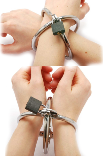 Handboeien Metal Hard Criss Cross met hangslot