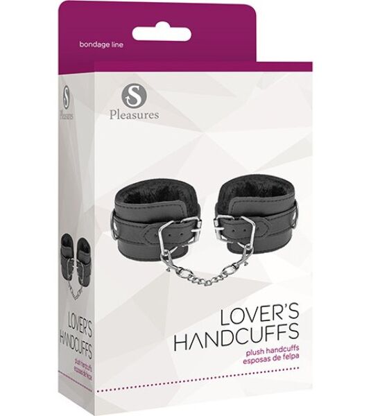 Zwarte handboeien S Pleasures Lover's Handcuffs, verbonden door een metalen ketting