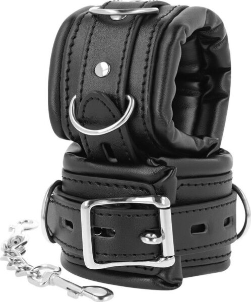 BDSM-handboeien Darkness Padded Locking Cuffs, gevoerd, met vergrendelbare gesp